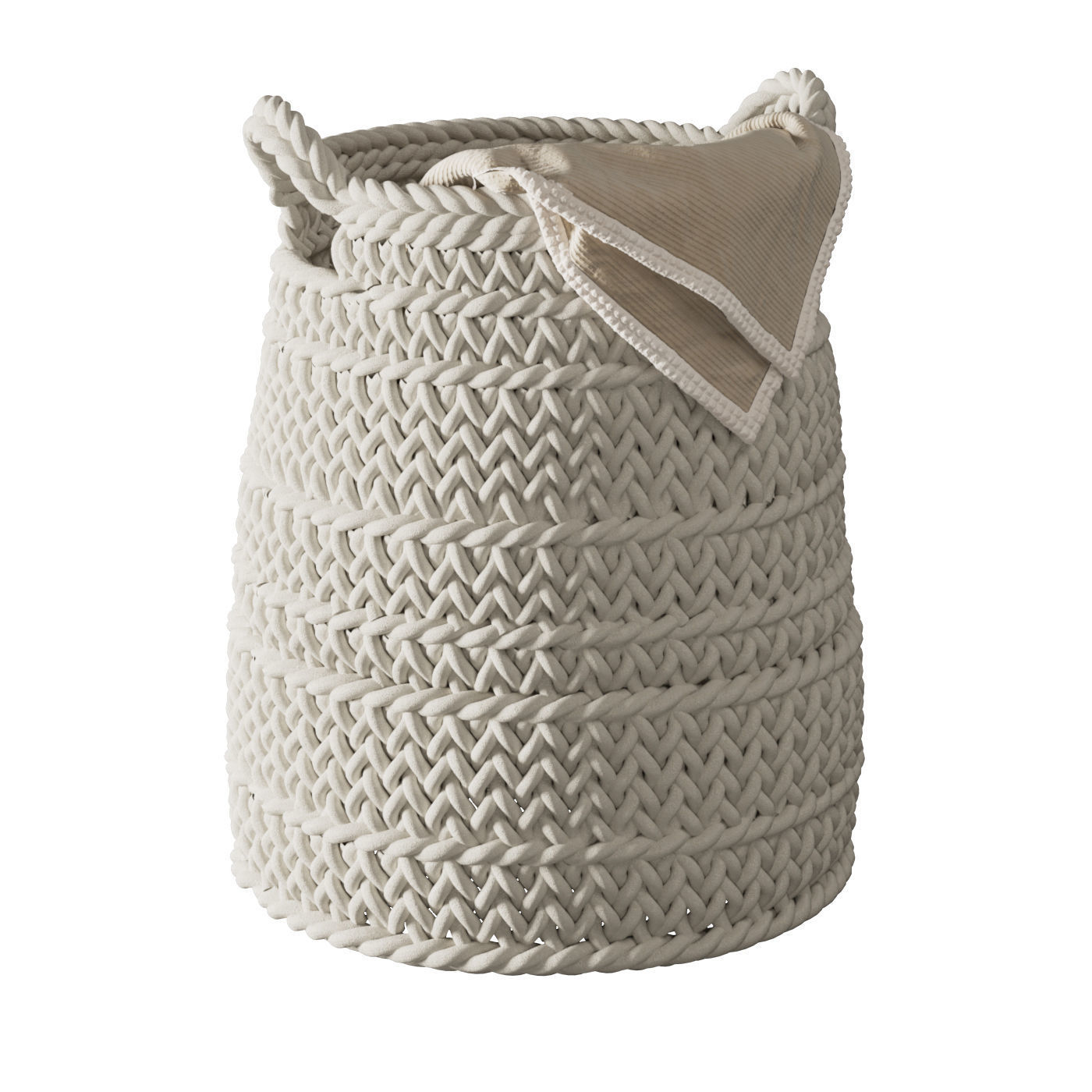 Pottery Barn Ivory Chunky Knit Nursery Storage 3D model_2
