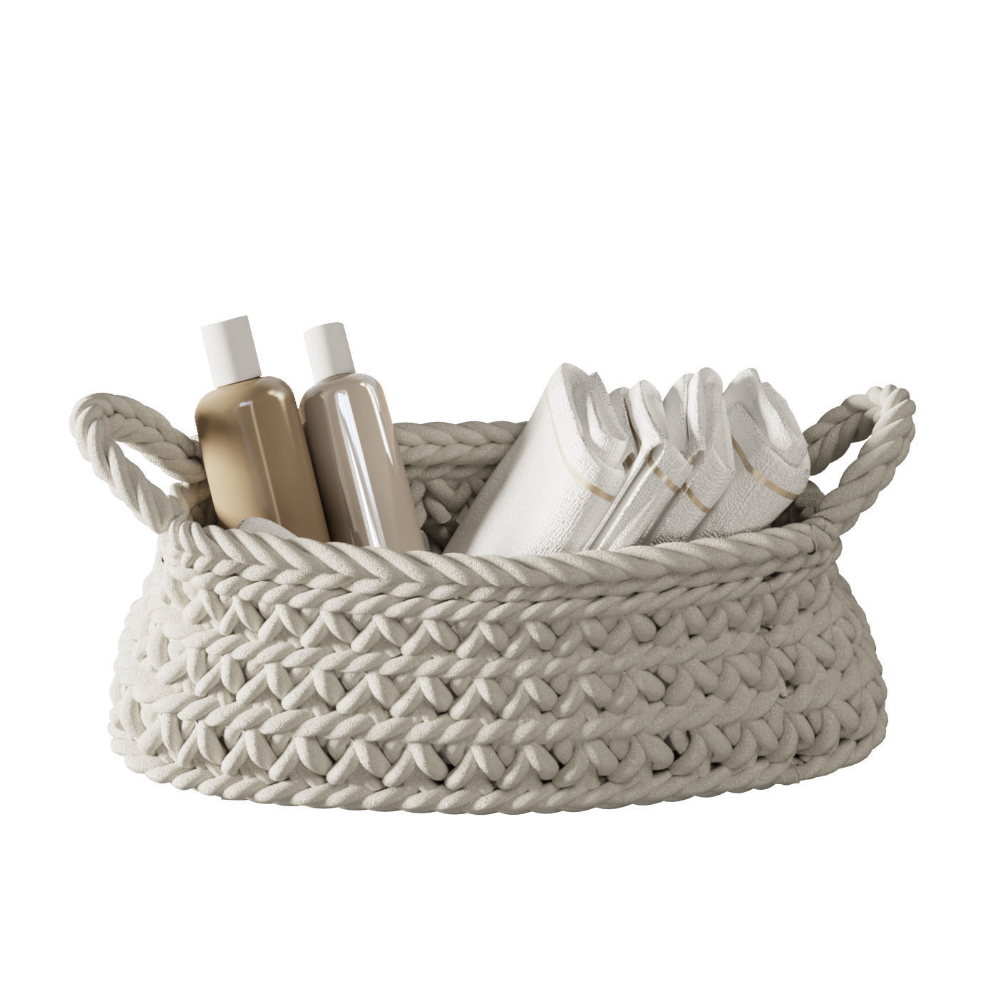 Pottery Barn Ivory Chunky Knit Nursery Storage 3D model_6