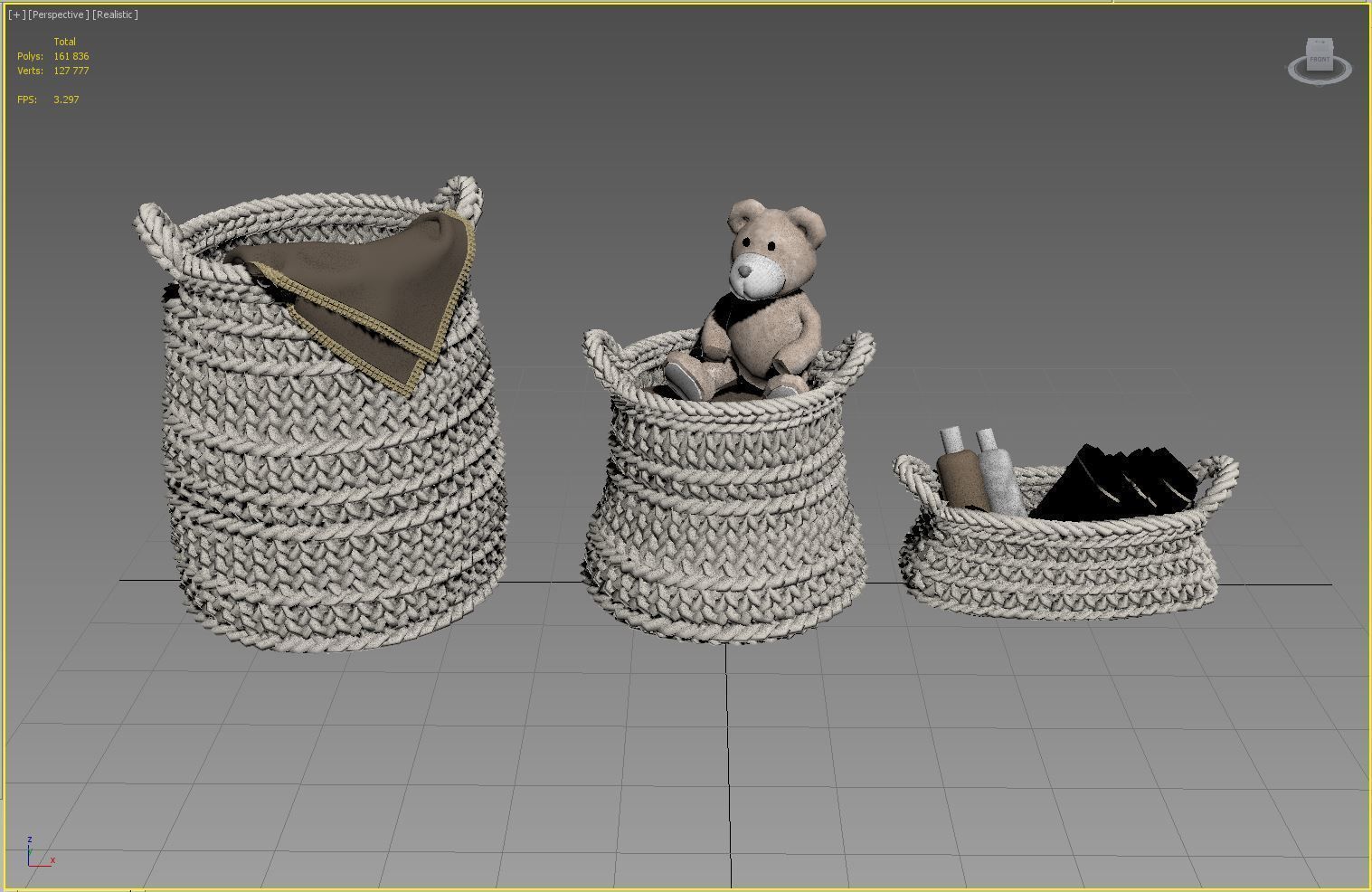 Pottery Barn Ivory Chunky Knit Nursery Storage 3D model_9