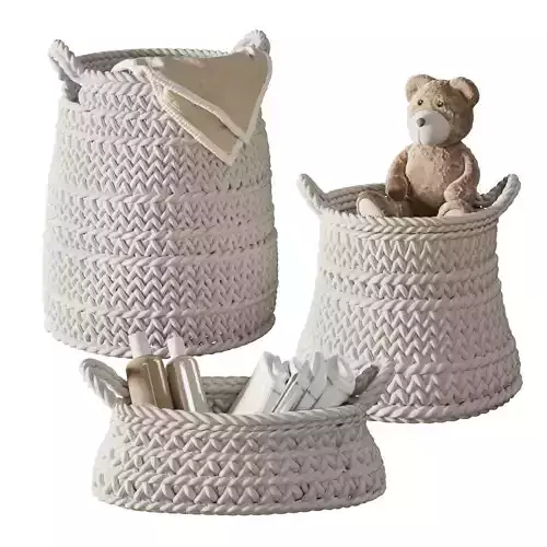 Pottery Barn Ivory Chunky Knit Nursery Storage 3D model