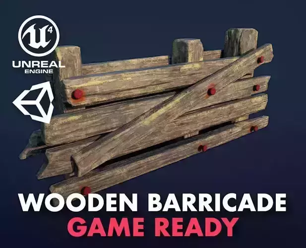 wooden baricade Low-poly 3D model