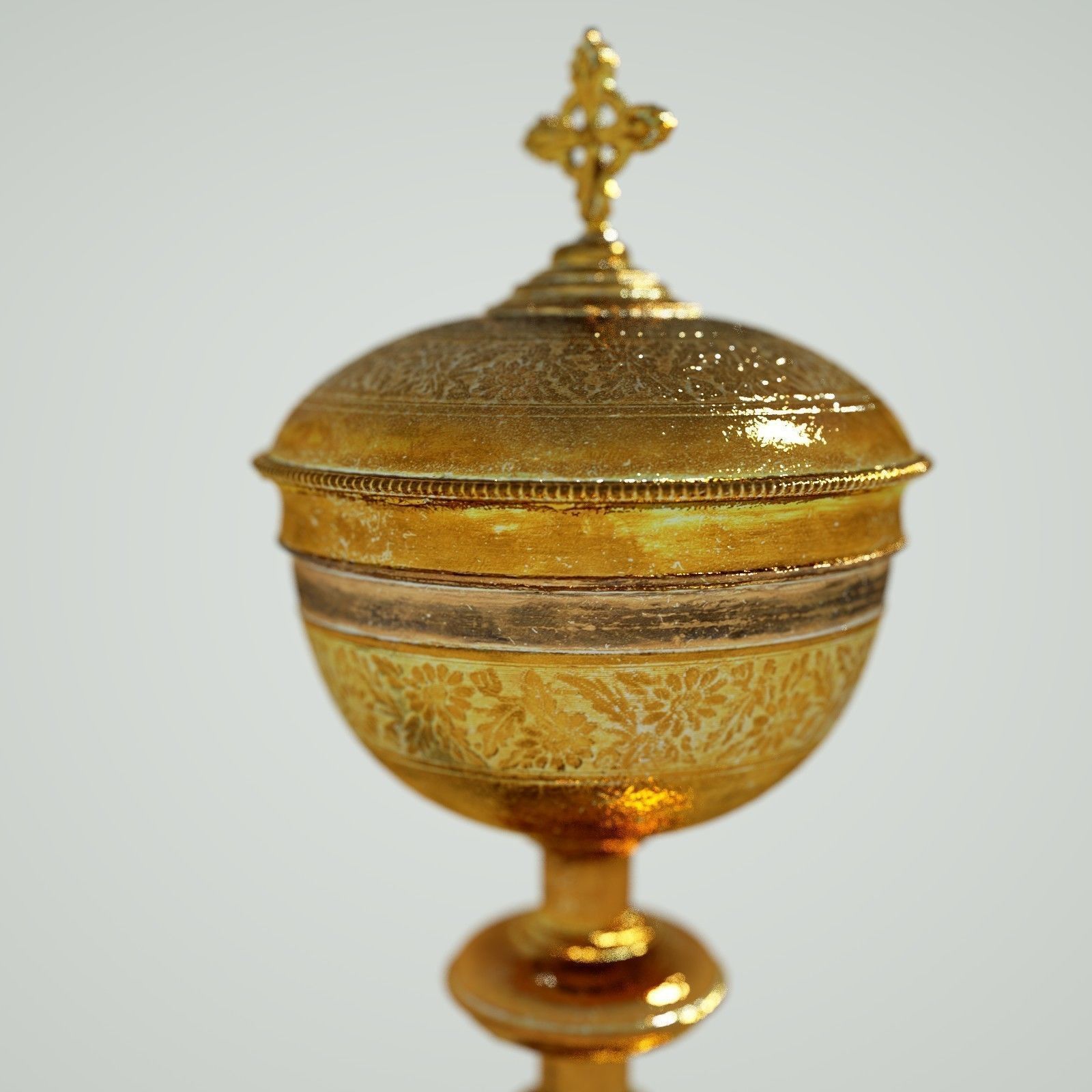 Gold Chalice Holy Grail Low-poly 3D model_2