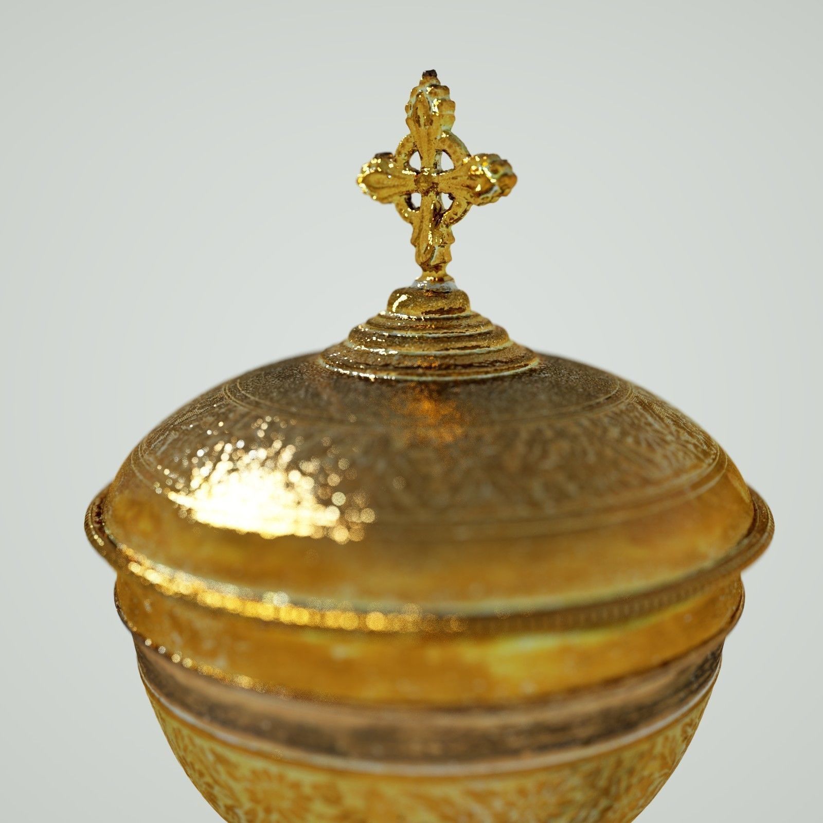 Gold Chalice Holy Grail Low-poly 3D model_5
