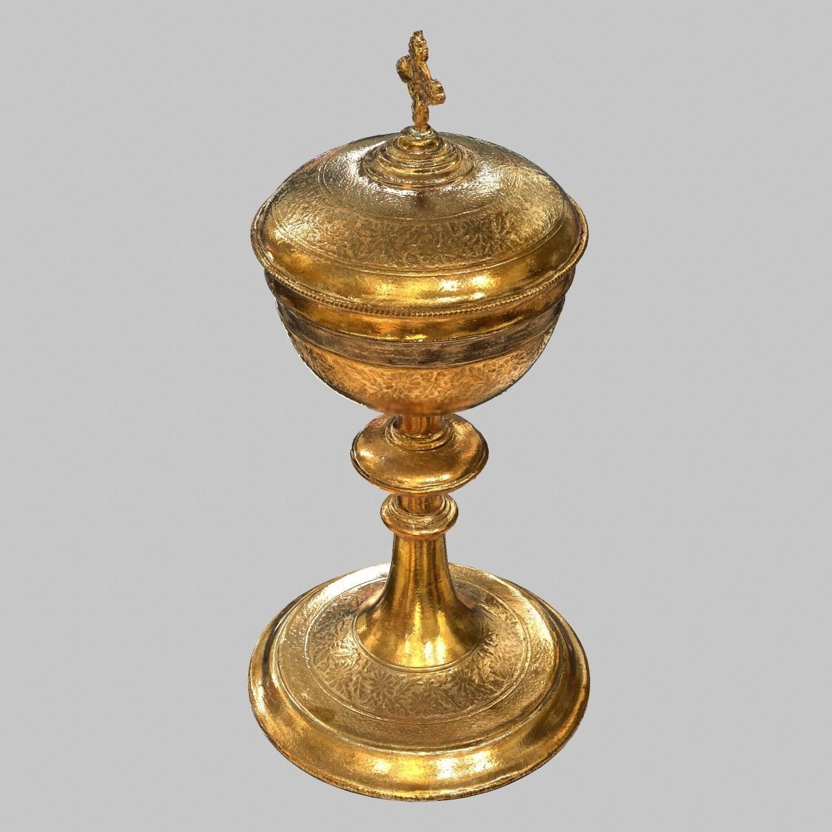 Gold Chalice Holy Grail Low-poly 3D model_11