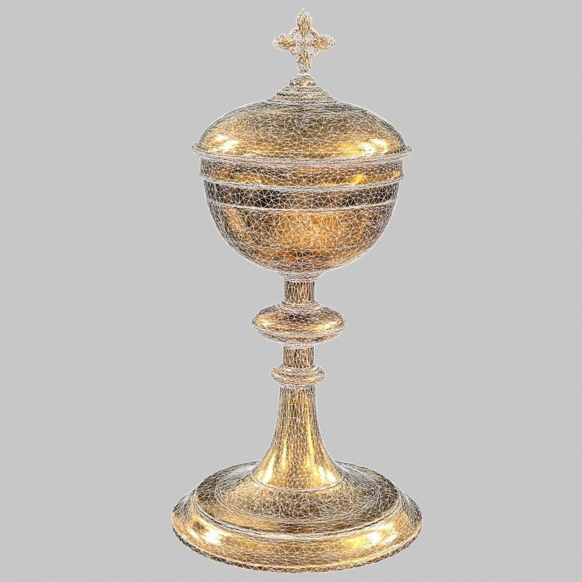 Gold Chalice Holy Grail Low-poly 3D model_12