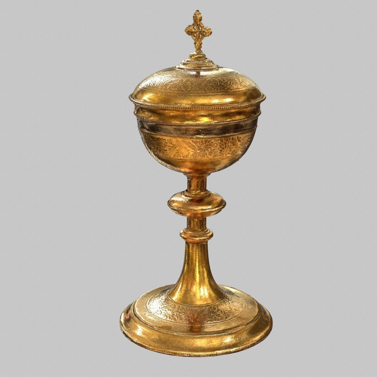 Gold Chalice Holy Grail Low-poly 3D model_7