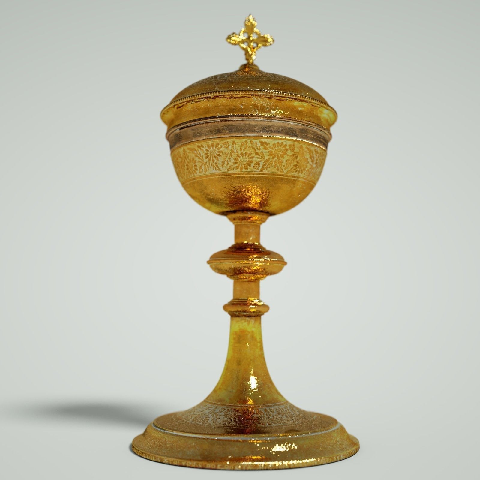 Gold Chalice Holy Grail Low-poly 3D model_1