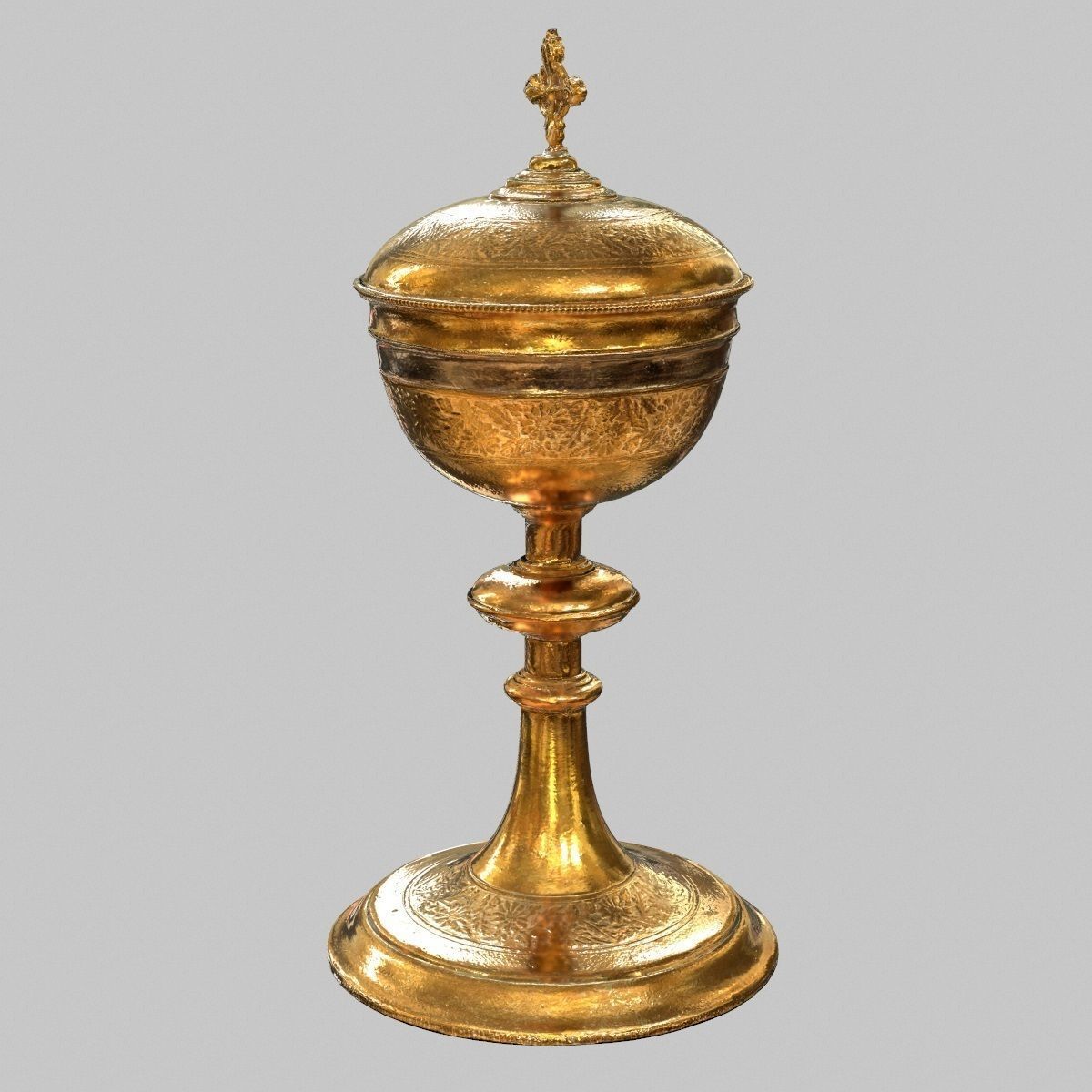 Gold Chalice Holy Grail Low-poly 3D model_9