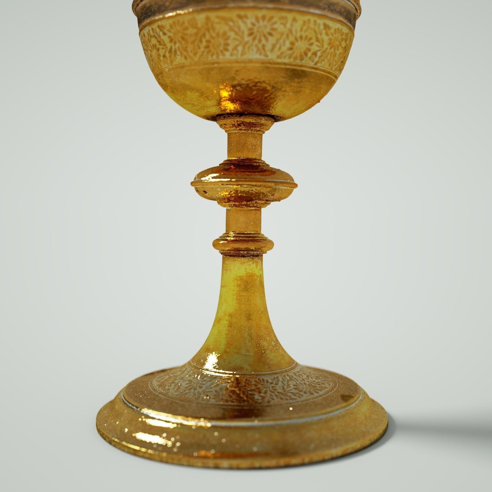 Gold Chalice Holy Grail Low-poly 3D model_3