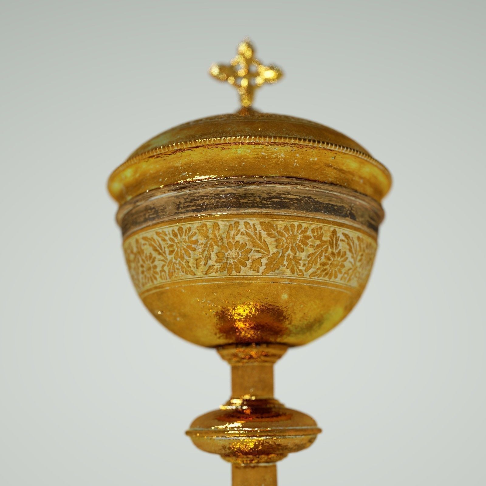 Gold Chalice Holy Grail Low-poly 3D model_4