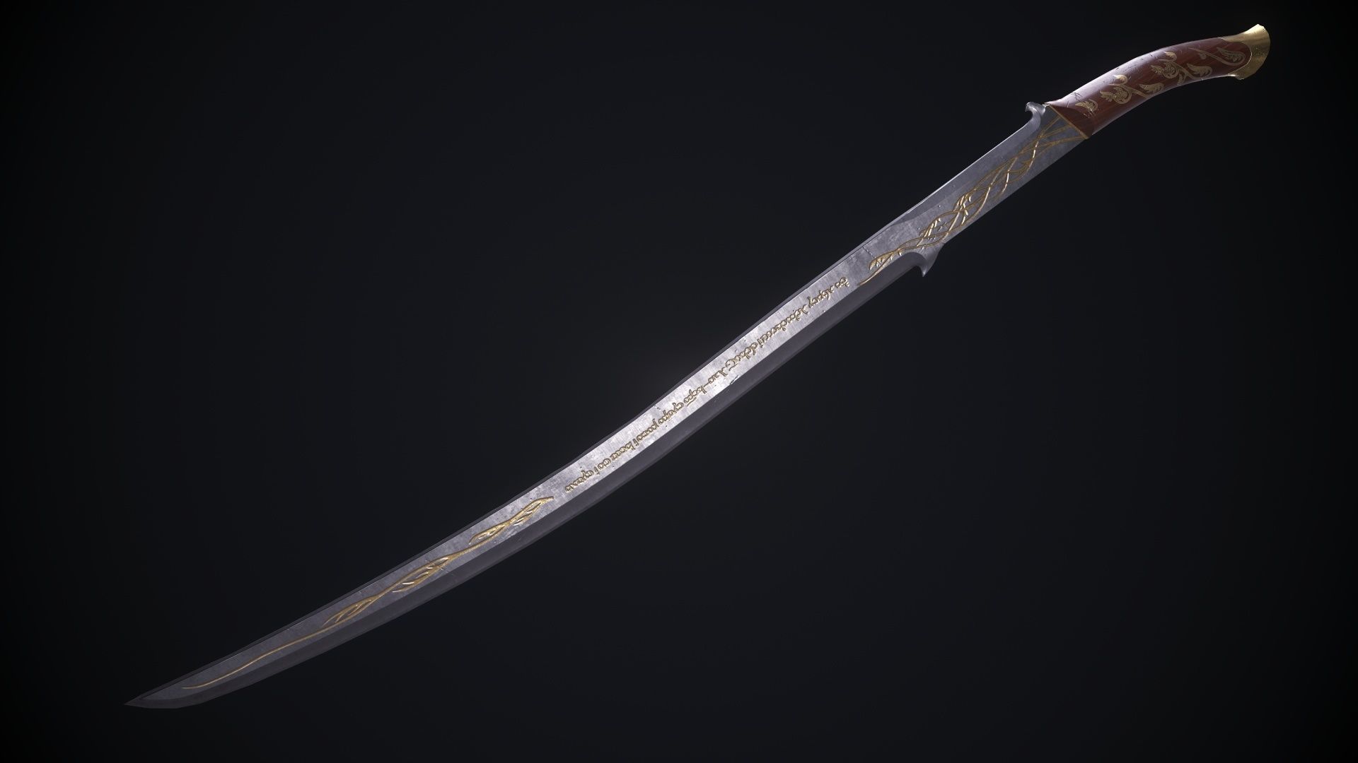 Hadhafang Sword from The Lord of The Rings Movie Low-poly 3D model_14