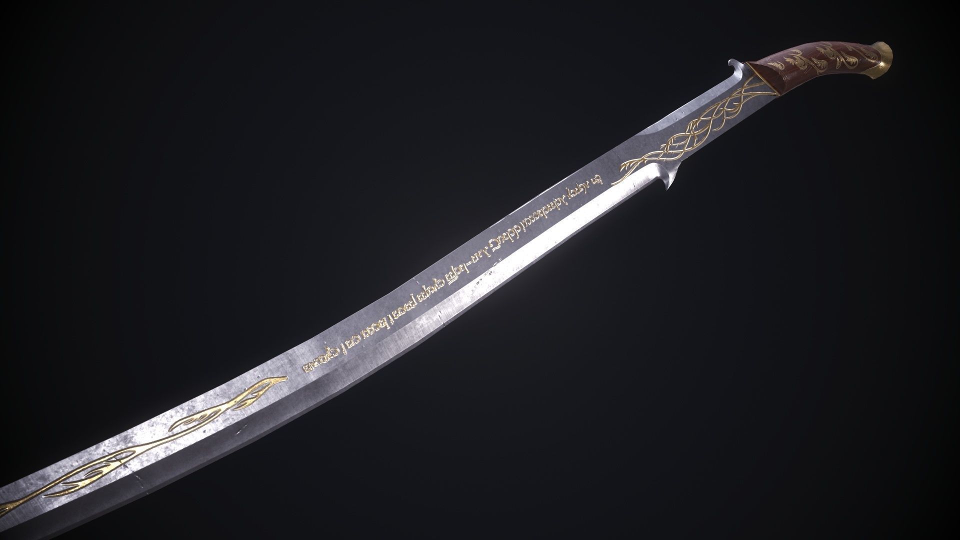 Hadhafang Sword from The Lord of The Rings Movie Low-poly 3D model_15