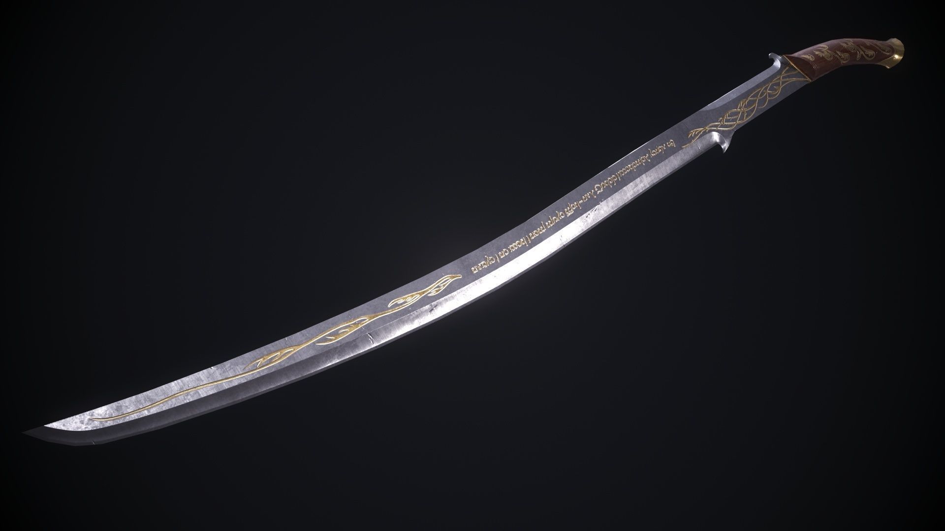 Hadhafang Sword from The Lord of The Rings Movie Low-poly 3D model_13