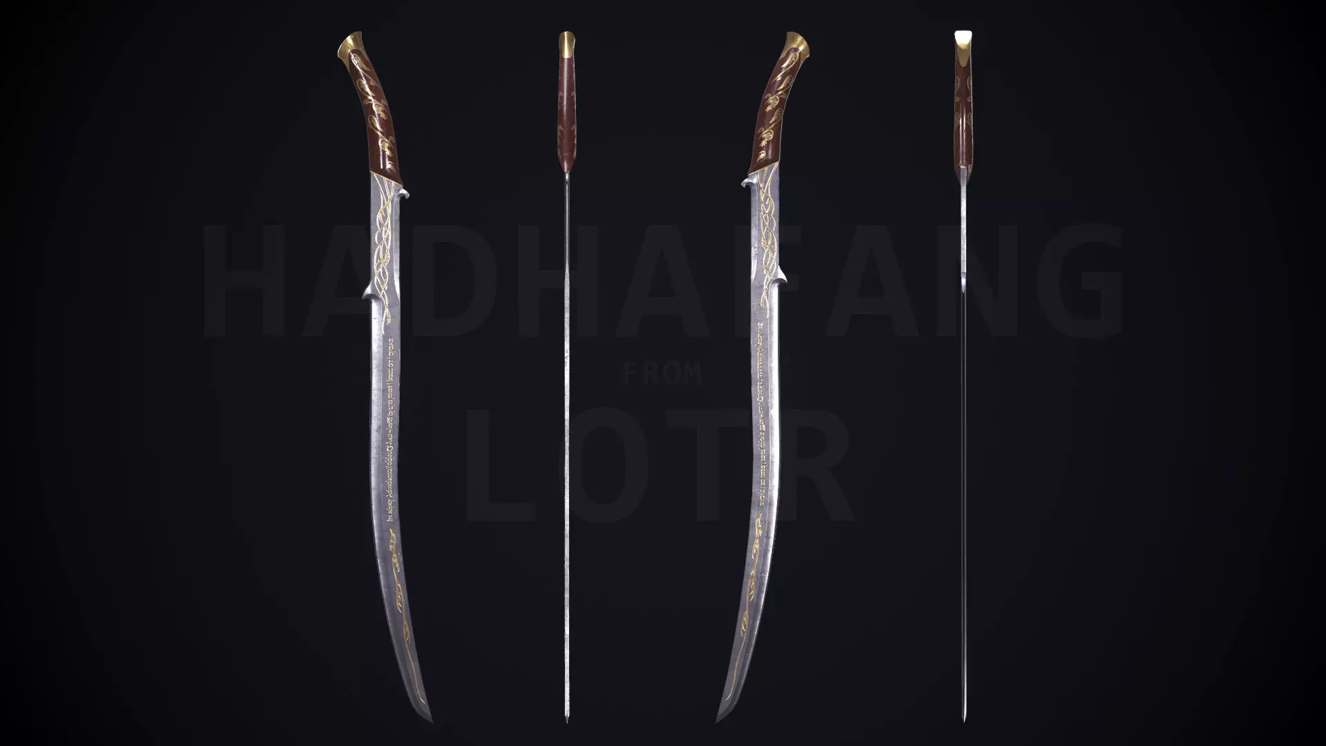 Hadhafang Sword from The Lord of The Rings Movie Low-poly 3D model_0