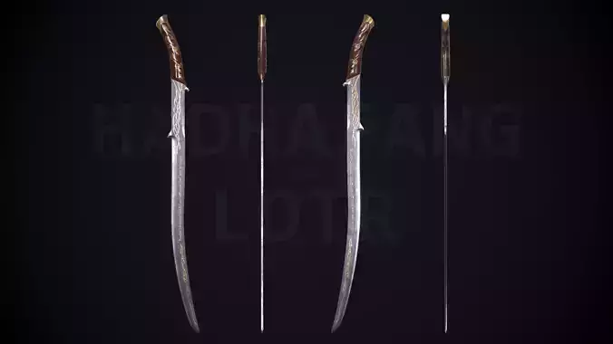 Hadhafang Sword from The Lord of The Rings Movie Low-poly 3D model