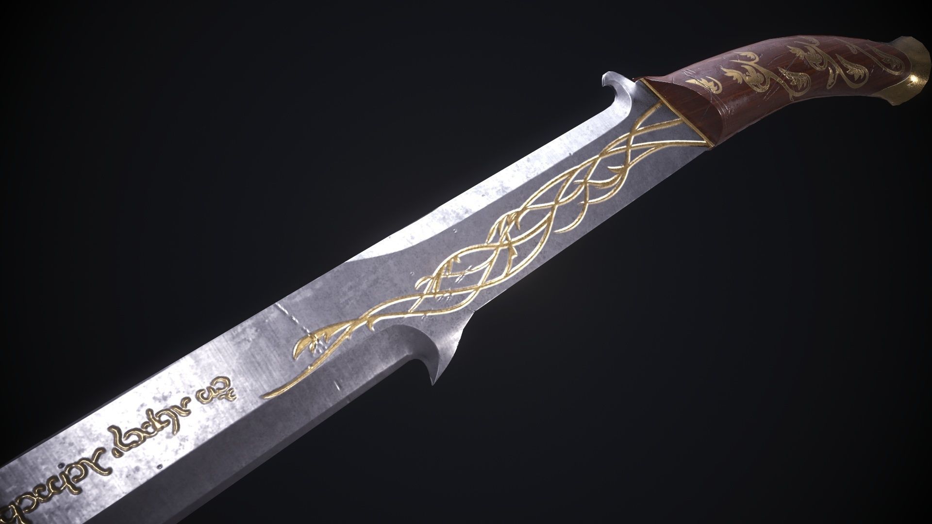 Hadhafang Sword from The Lord of The Rings Movie Low-poly 3D model_16