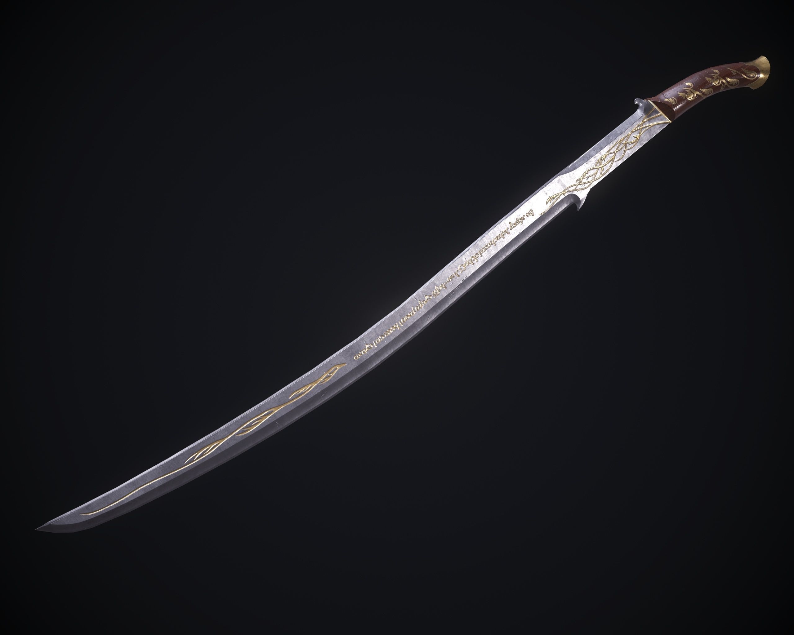 Hadhafang Sword from The Lord of The Rings Movie Low-poly 3D model_3