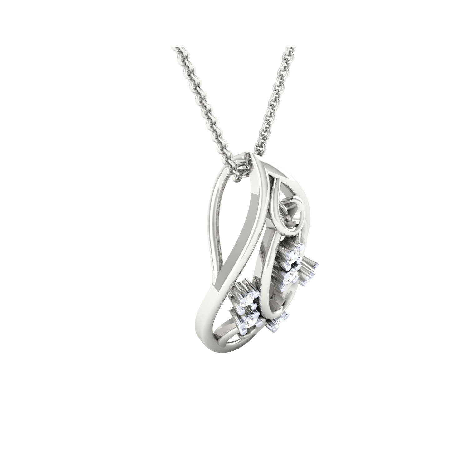 Pendant-26191 sterling silver pendant with diamonds 3D print model_2