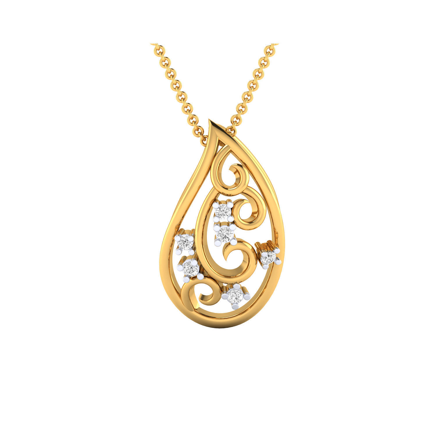 Pendant-26191 sterling silver pendant with diamonds 3D print model_9
