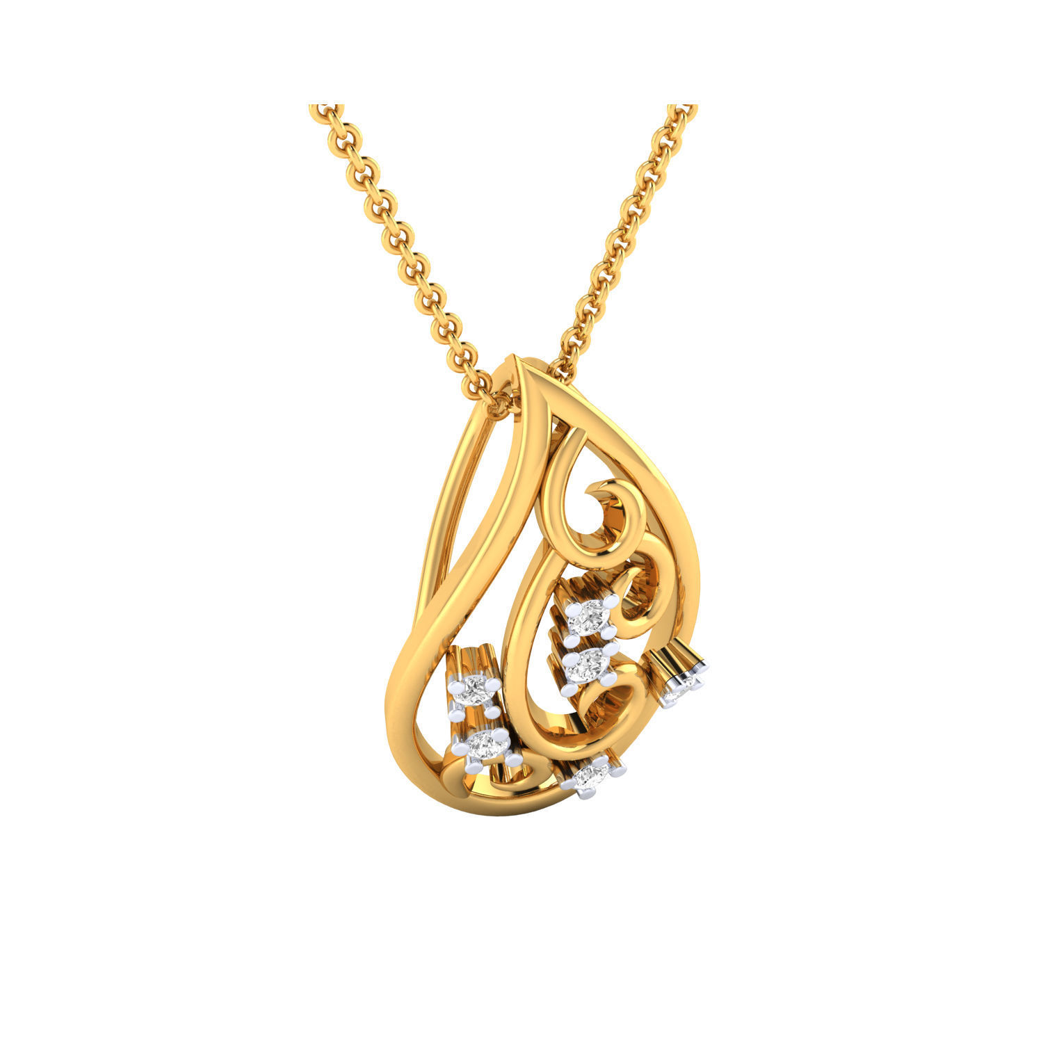 Pendant-26191 sterling silver pendant with diamonds 3D print model_4
