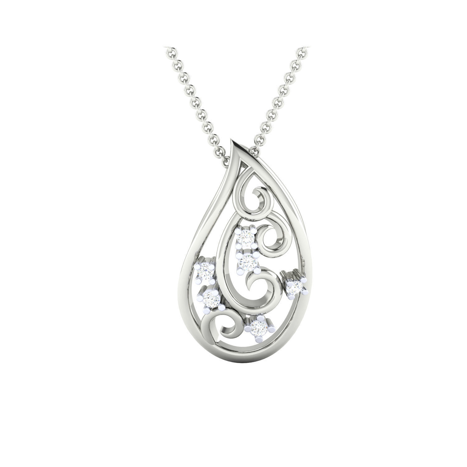 Pendant-26191 sterling silver pendant with diamonds 3D print model_8