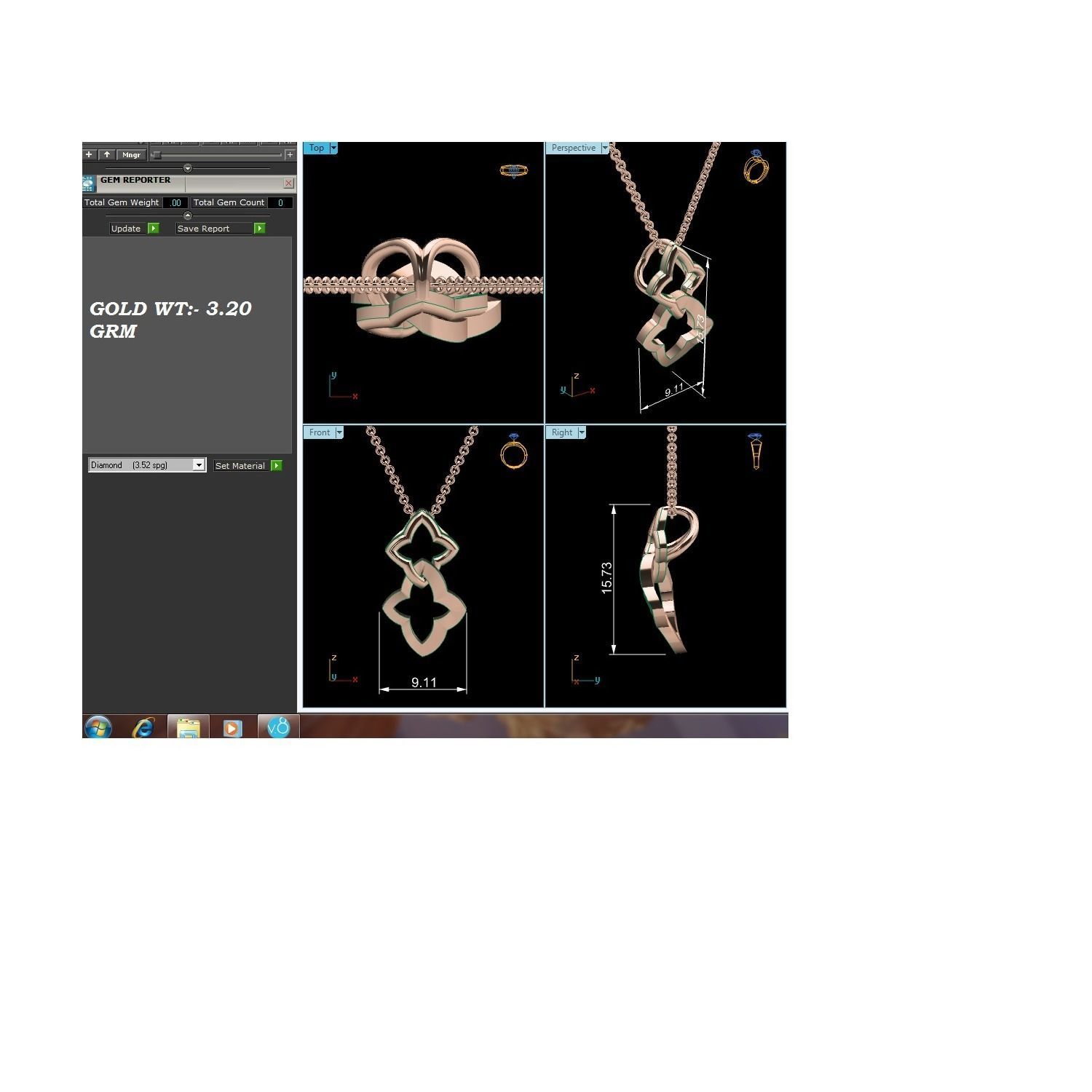 Pendant-25640 pendant with diamond in middle 3D print model_2