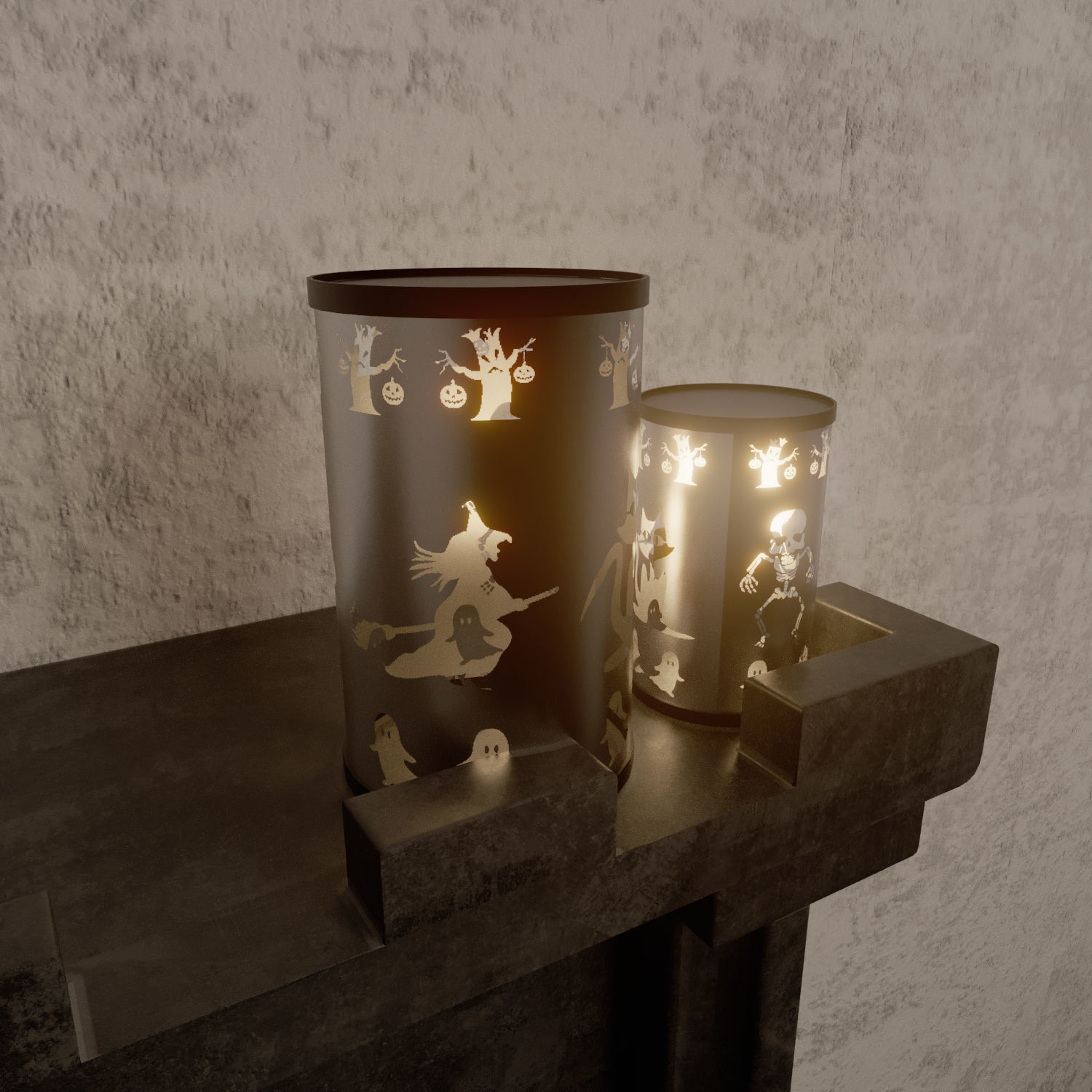 Halloween set portrait of lady 3D model_4