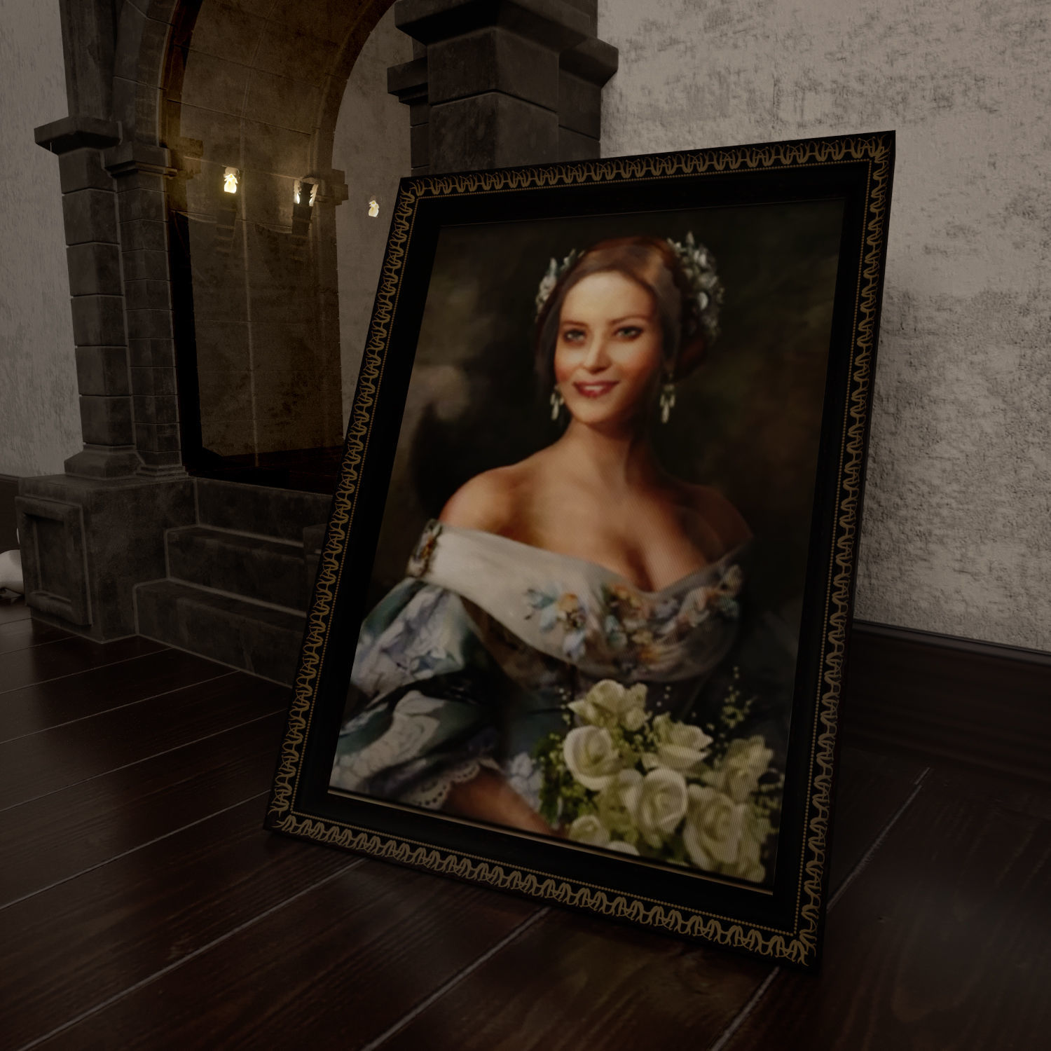 Halloween set portrait of lady 3D model_1