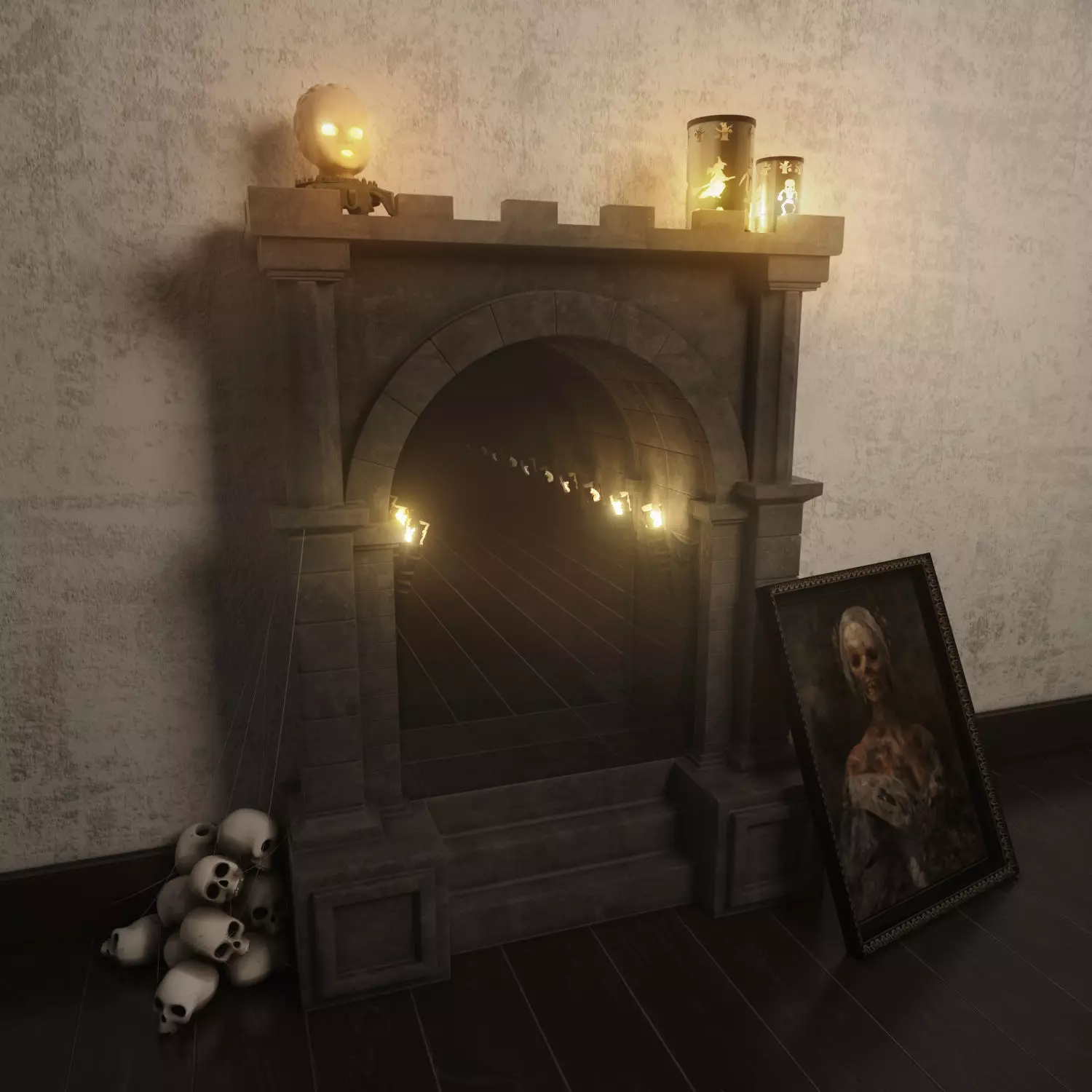 Halloween set portrait of lady 3D model_0