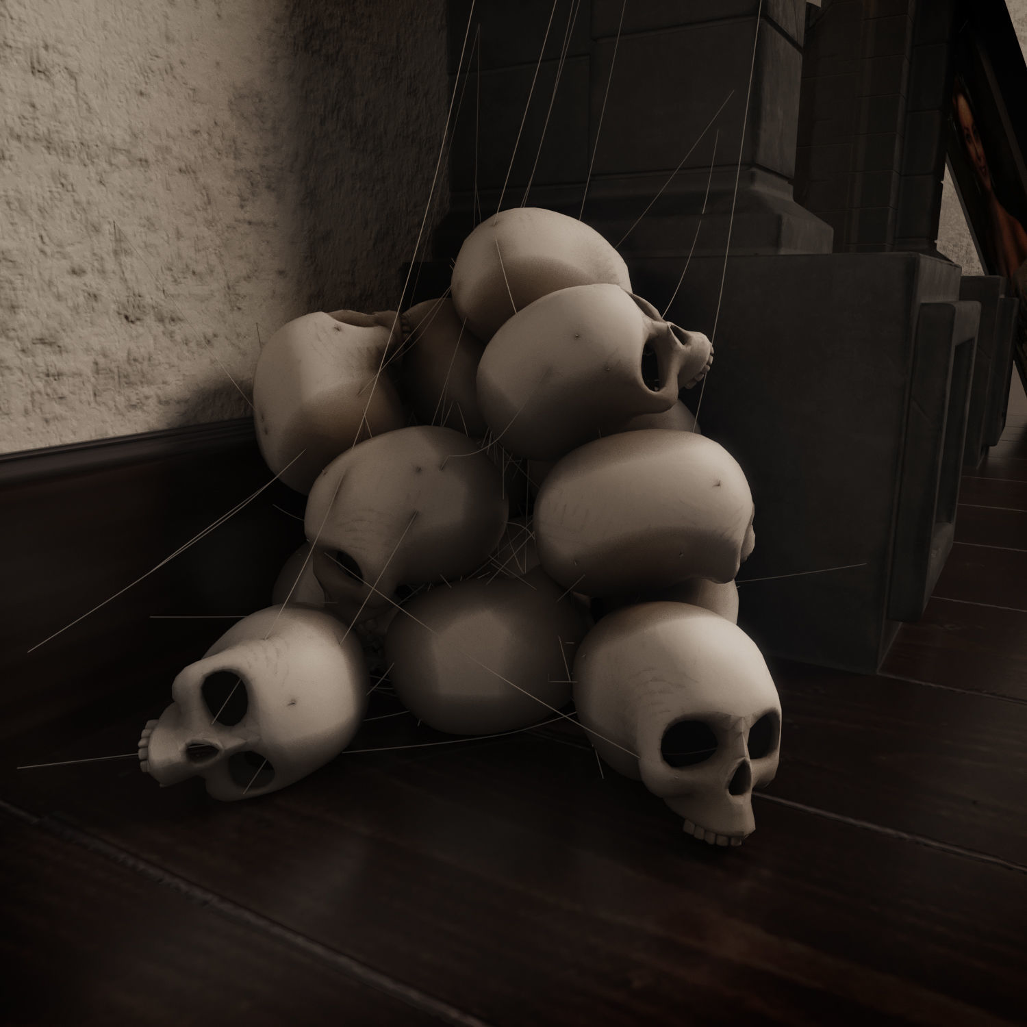 Halloween set portrait of lady 3D model_3