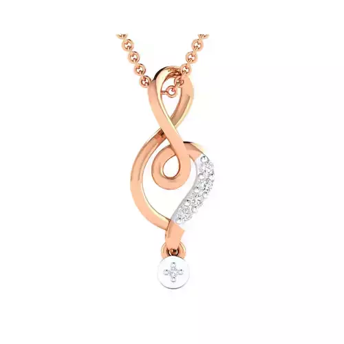 Pendant-25625 musical note pendant in rose gold with diamonds