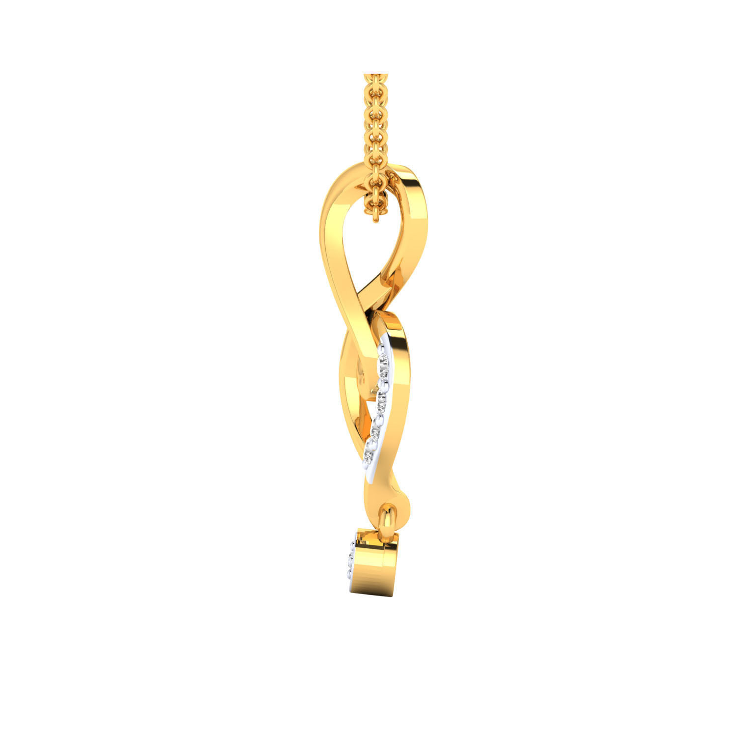 Pendant-25625 musical note pendant in rose gold with diamonds 3D print model_7