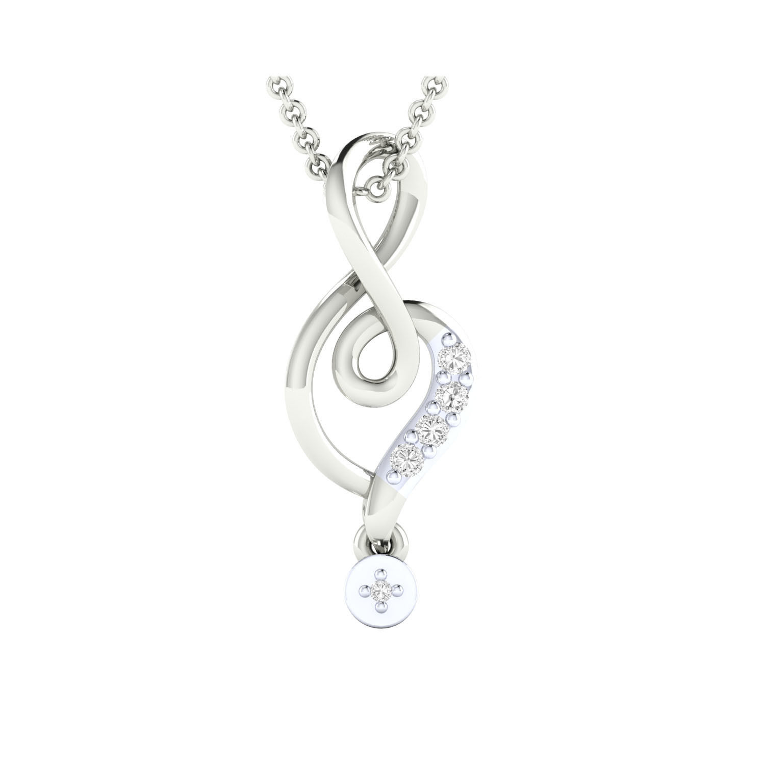 Pendant-25625 musical note pendant in rose gold with diamonds 3D print model_8