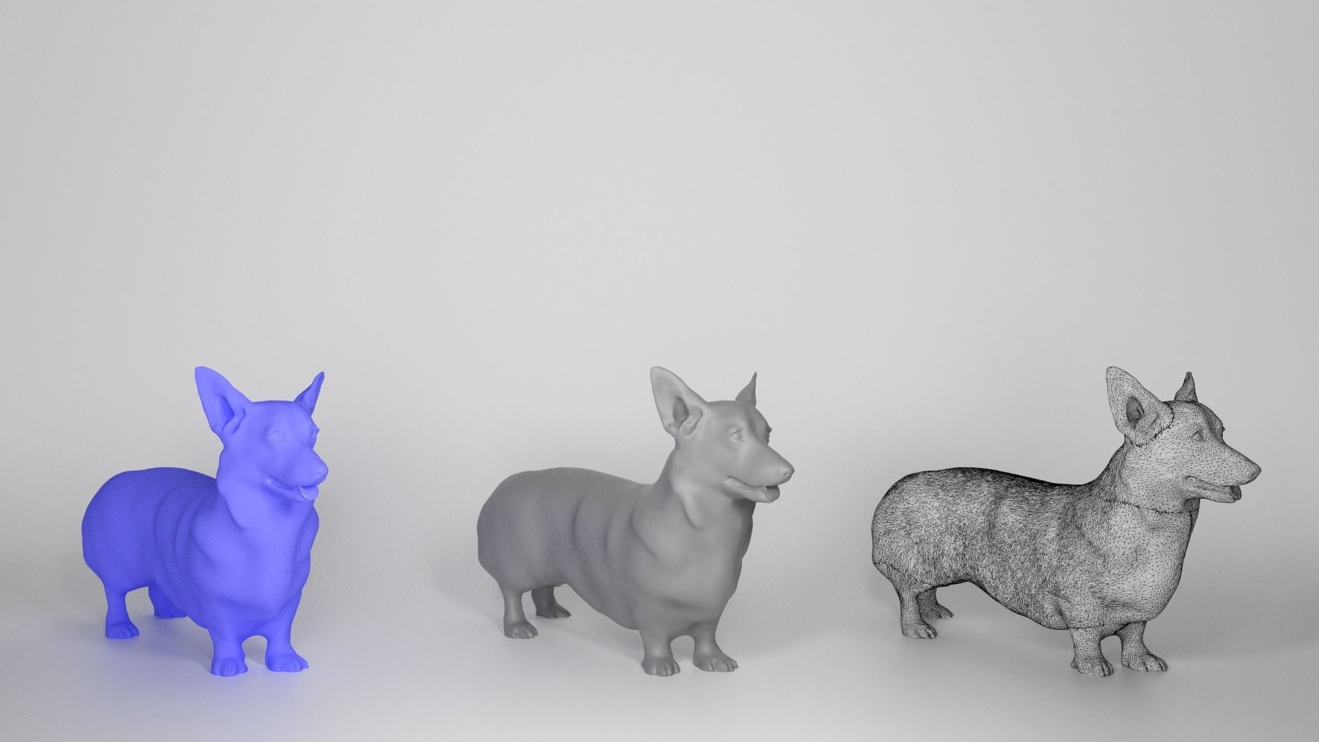 Corgi dog 01 Low-poly 3D model_3