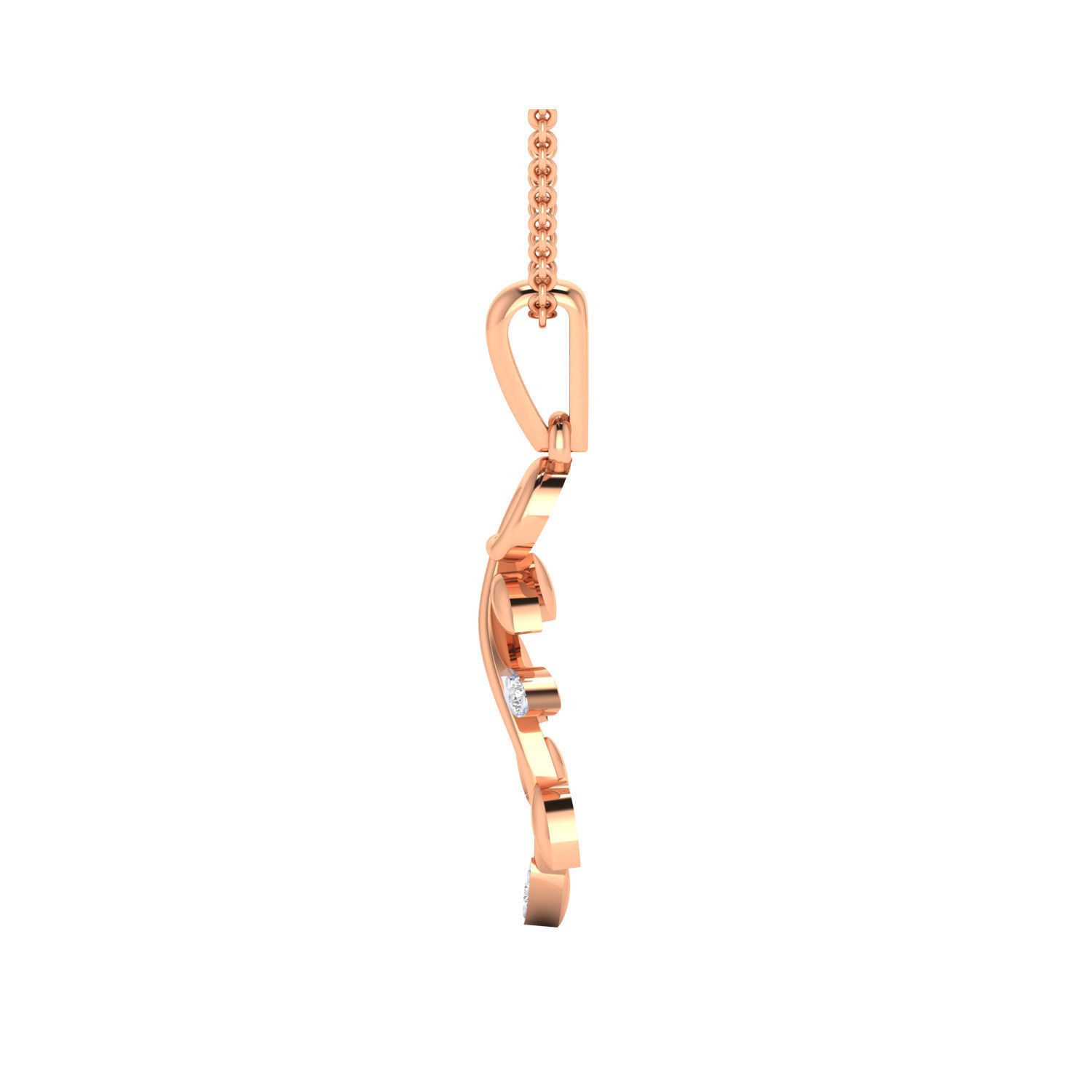 Pendant-25552 rose gold leaf pendant with diamonds 3D print model_5