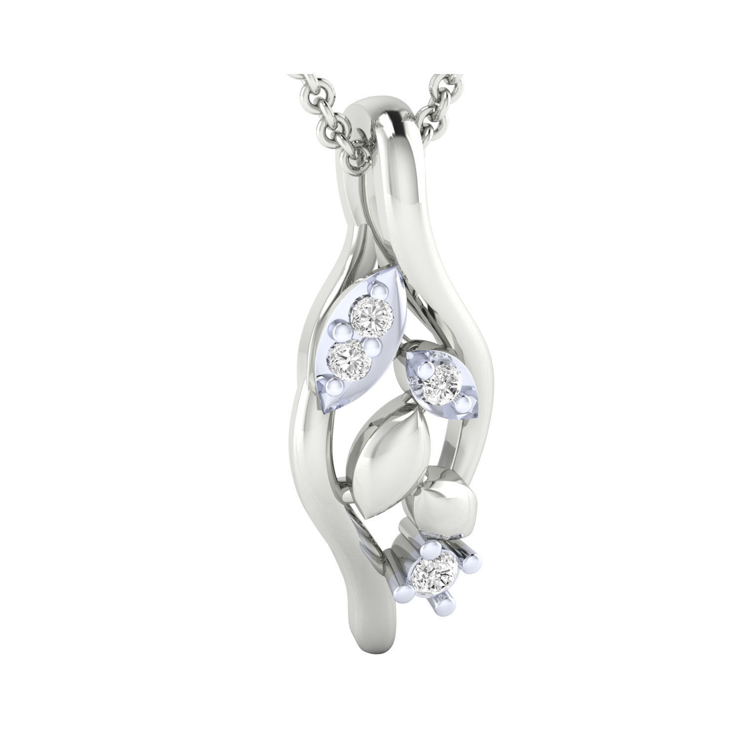 Pendant-25505 pendant with diamonds and leaves 3D print model_5