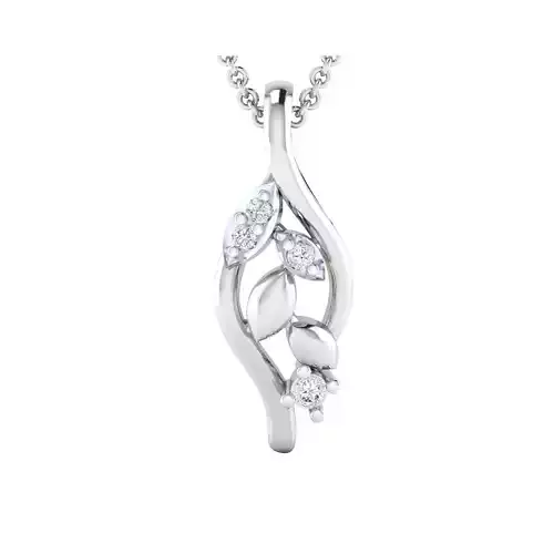 Pendant-25505 pendant with diamonds and leaves