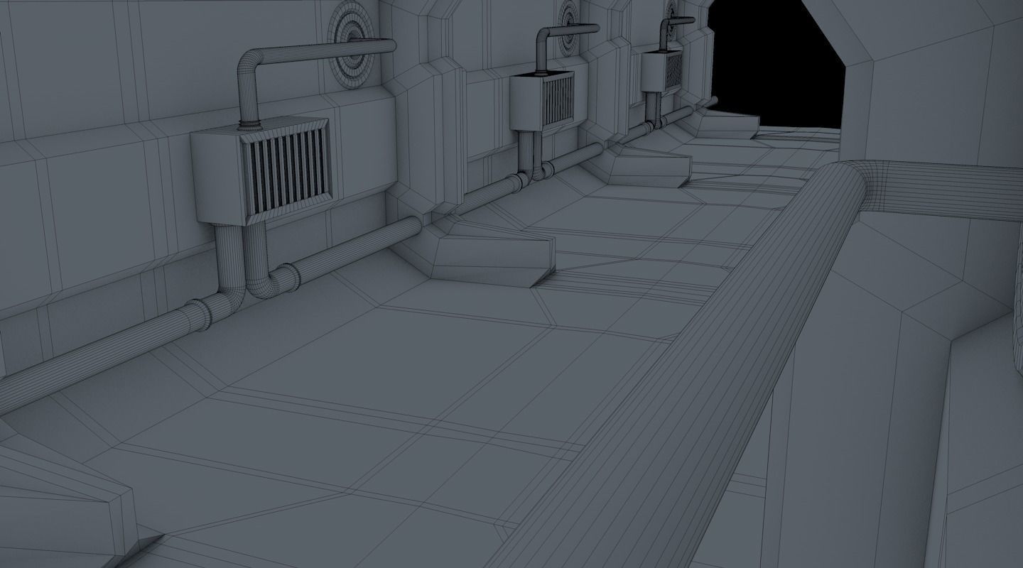 sci fi corridor 3D model_17