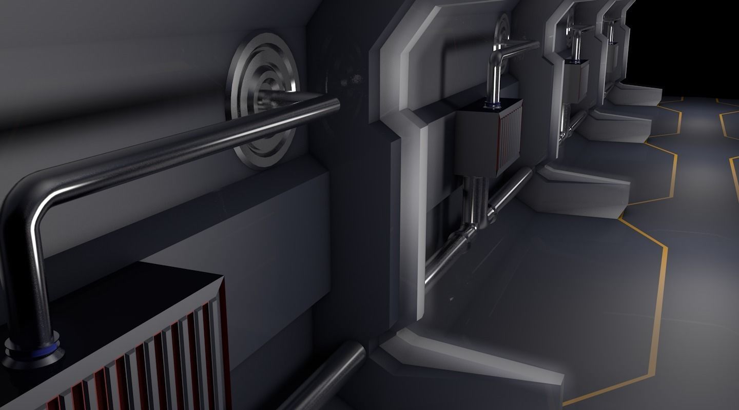 sci fi corridor 3D model_8