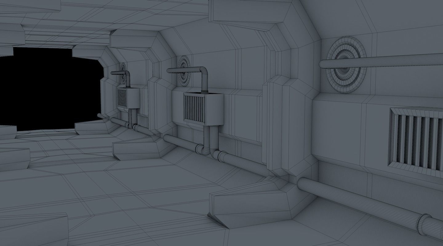 sci fi corridor 3D model_15