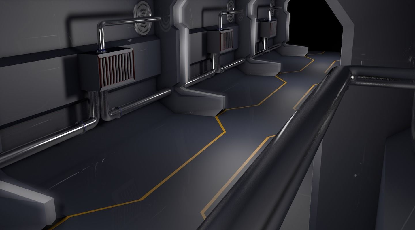 sci fi corridor 3D model_7