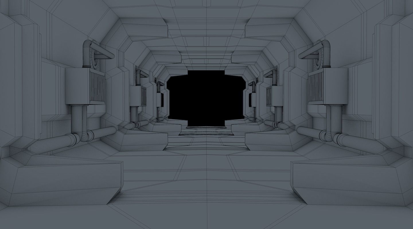 sci fi corridor 3D model_16