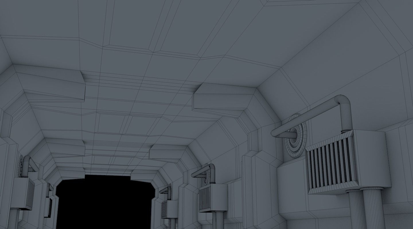 sci fi corridor 3D model_19