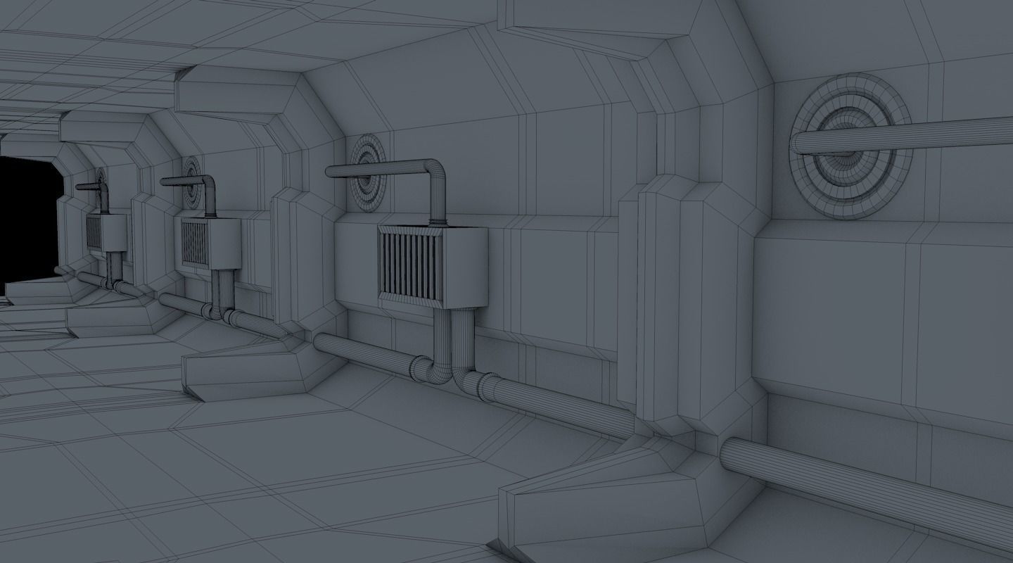 sci fi corridor 3D model_11