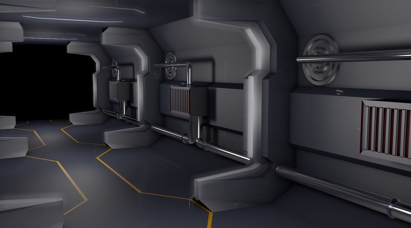 sci fi corridor 3D model_5