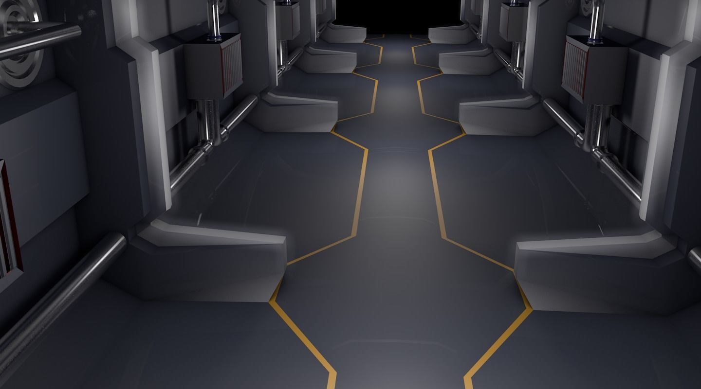 sci fi corridor 3D model_4