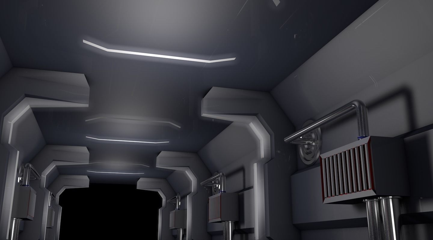 sci fi corridor 3D model_9