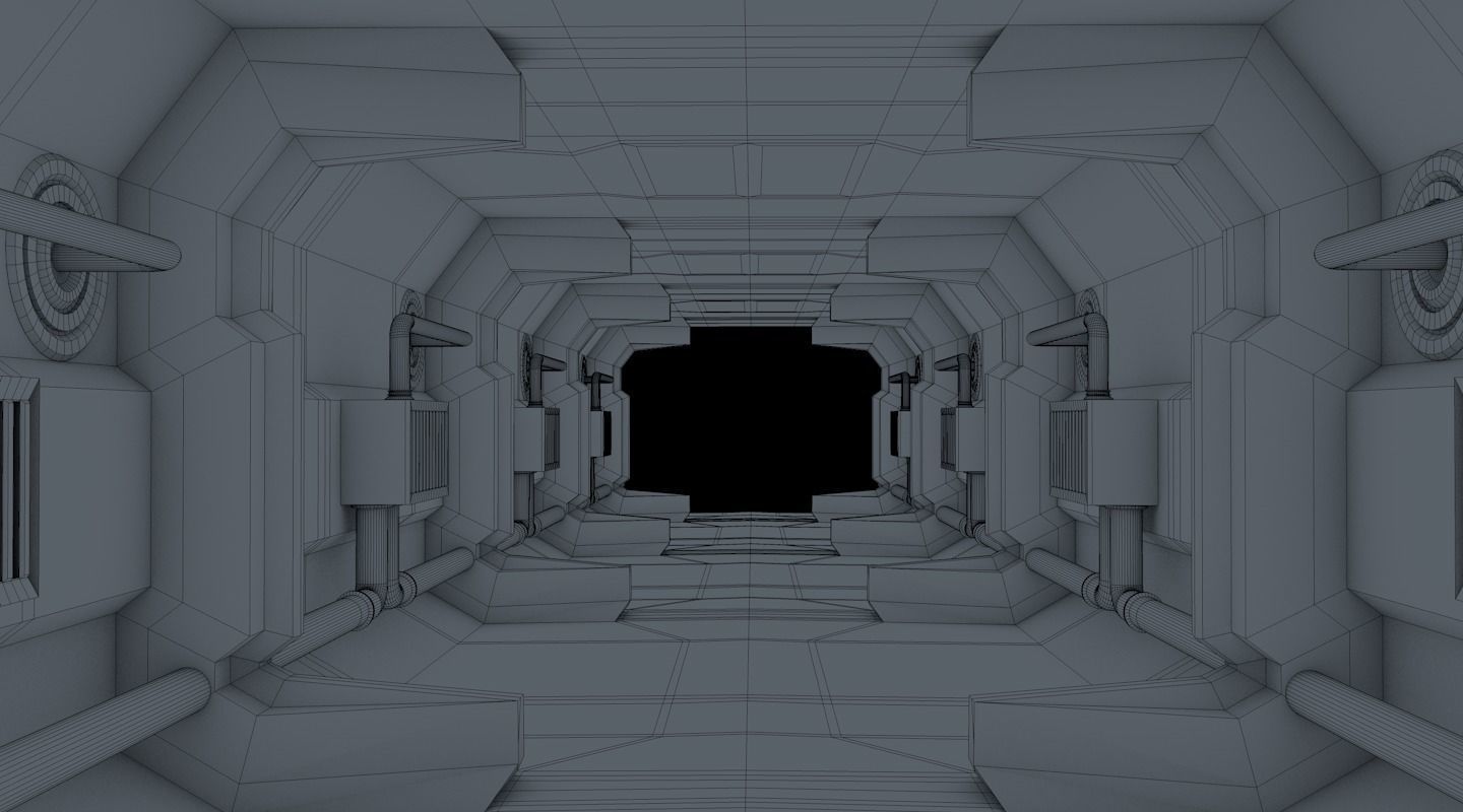 sci fi corridor 3D model_10