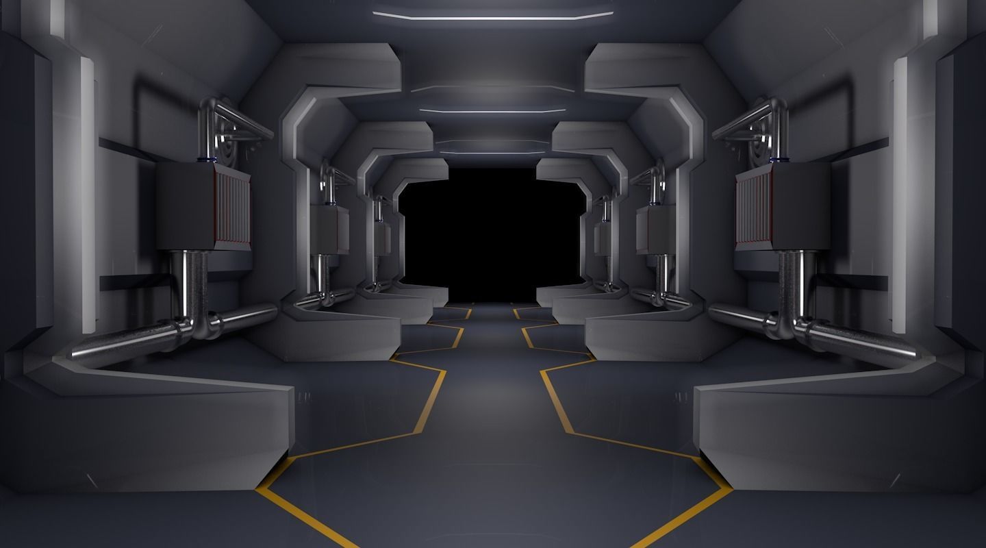 sci fi corridor 3D model_6