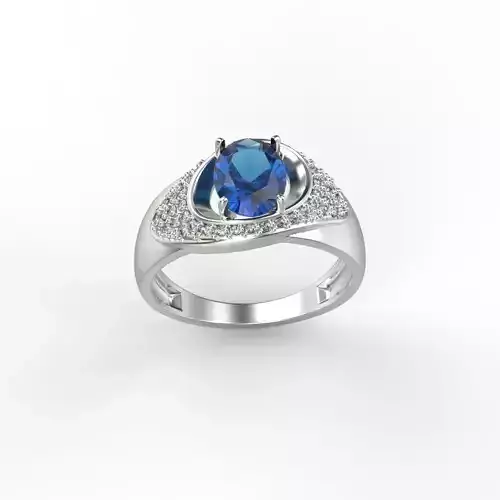 wedding engagement women ring with gem and diamonds  3dm stl